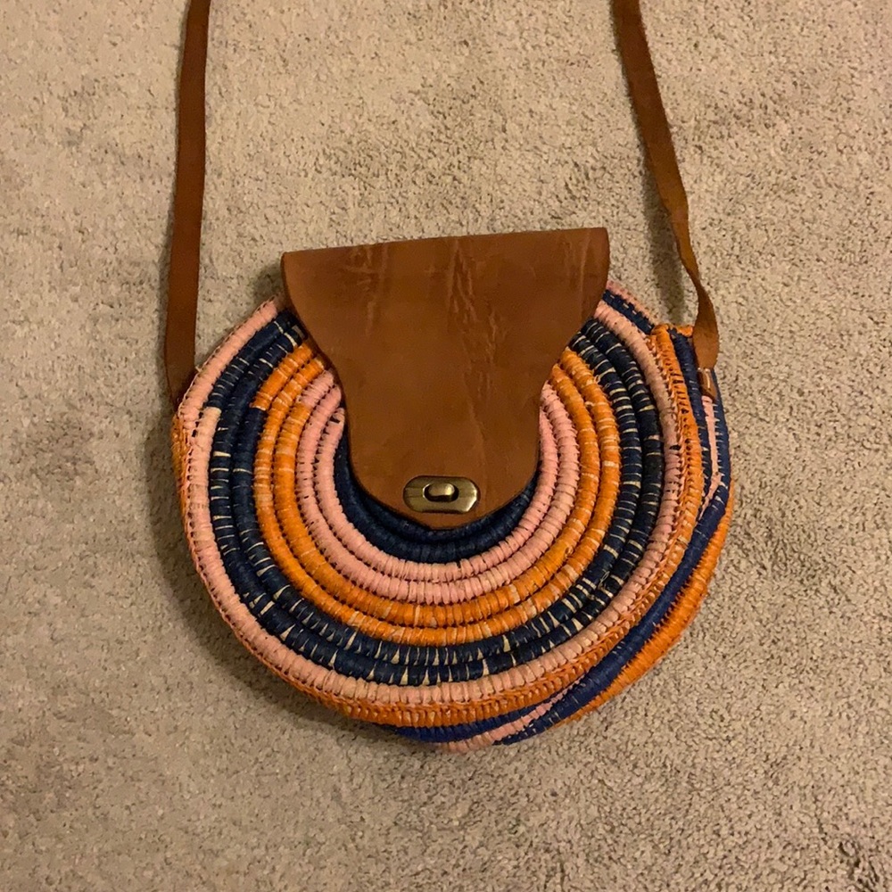 Straw Boho Rainbow Crossbody
